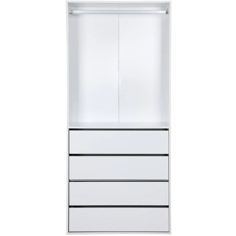 Armoire Vinci Blanc avec 4 tiroirs et 1 penderie naturel - Image 5