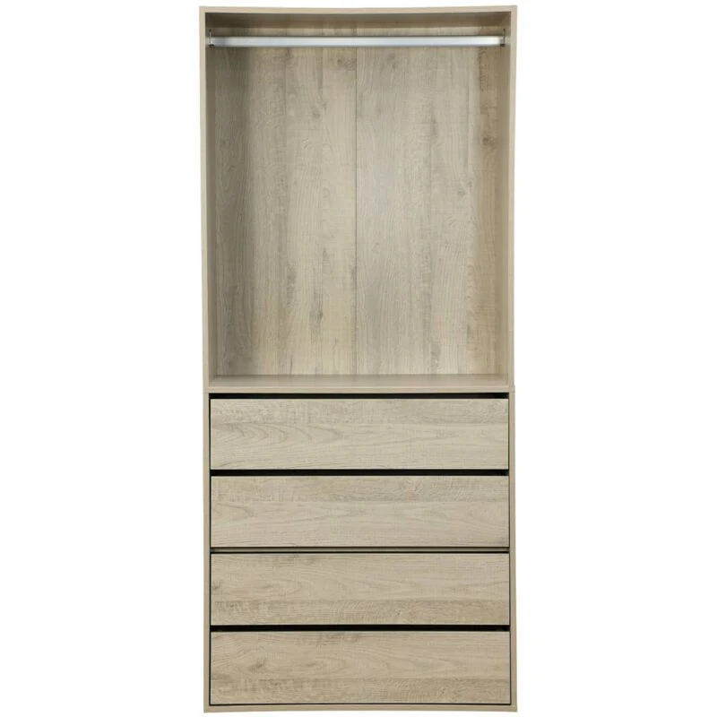 Armoire Vinci Blanc avec 4 tiroirs et 1 penderie naturel - Image 6