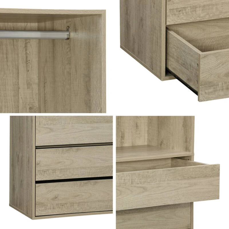Armoire Vinci Blanc avec 4 tiroirs et 1 penderie naturel - Image 7