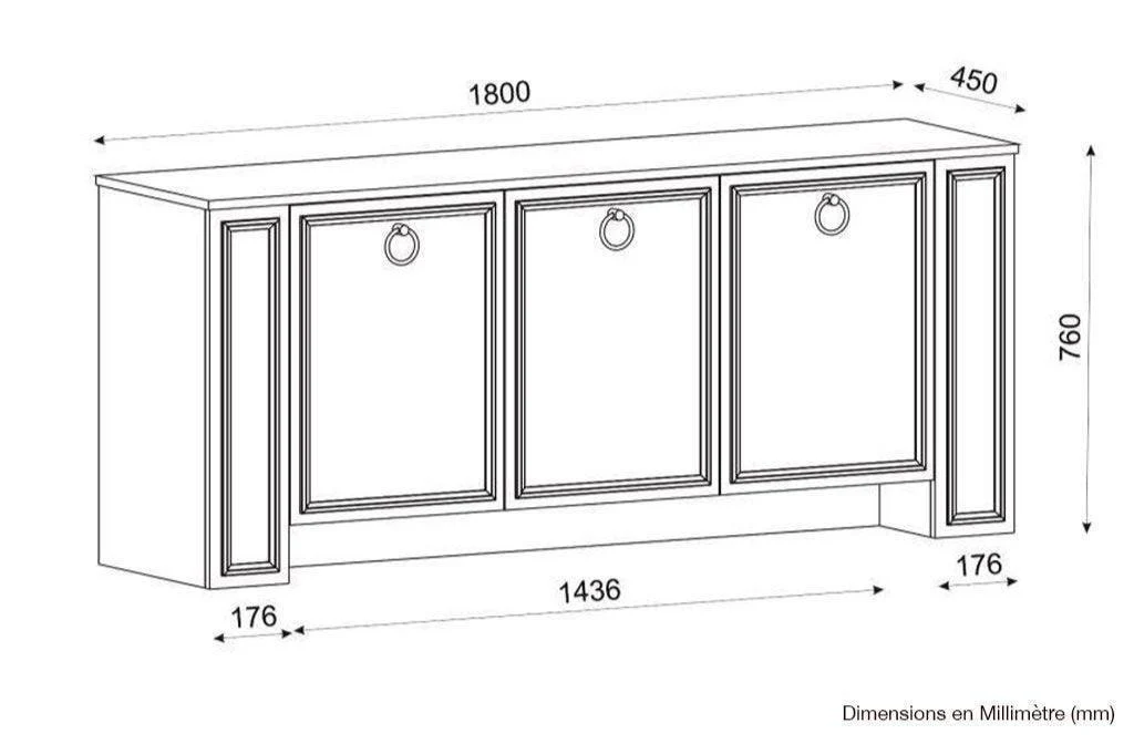 Buffet Console SANSA - Blanc, Noyer et Doré - Entrée et séjour - Image 6