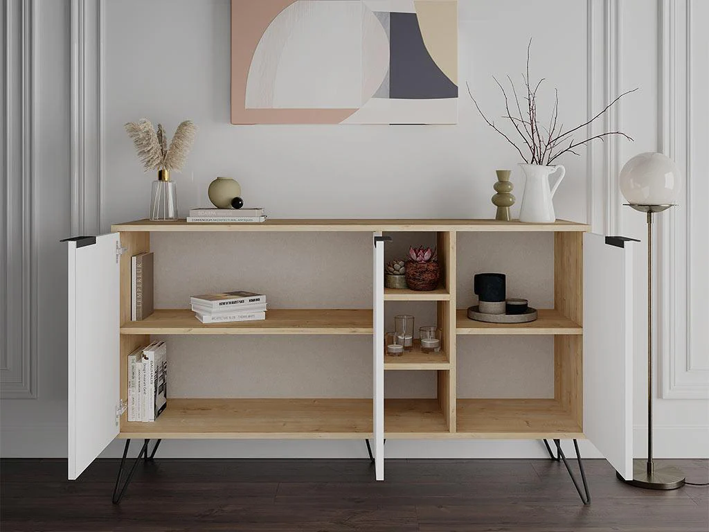 Console Buffet CLARA 142 cm - Chêne et Blanc - entrée et séjour - Image 6