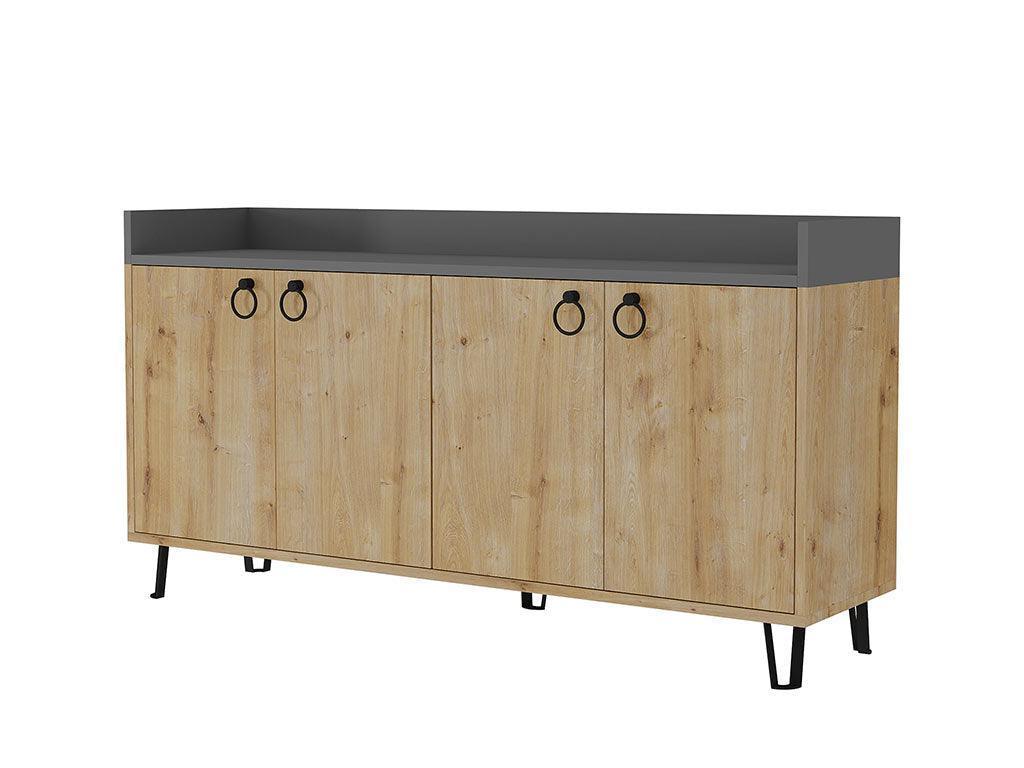 Console Buffet d'entrée DEA 140 cm - Chêne et Gris Anthracite - Image 3