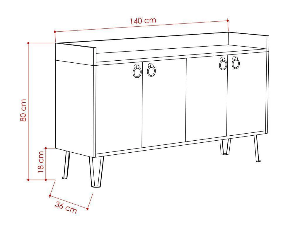 Console Buffet d'entrée DEA 140 cm - Blanc et Light Mocha - Image 4