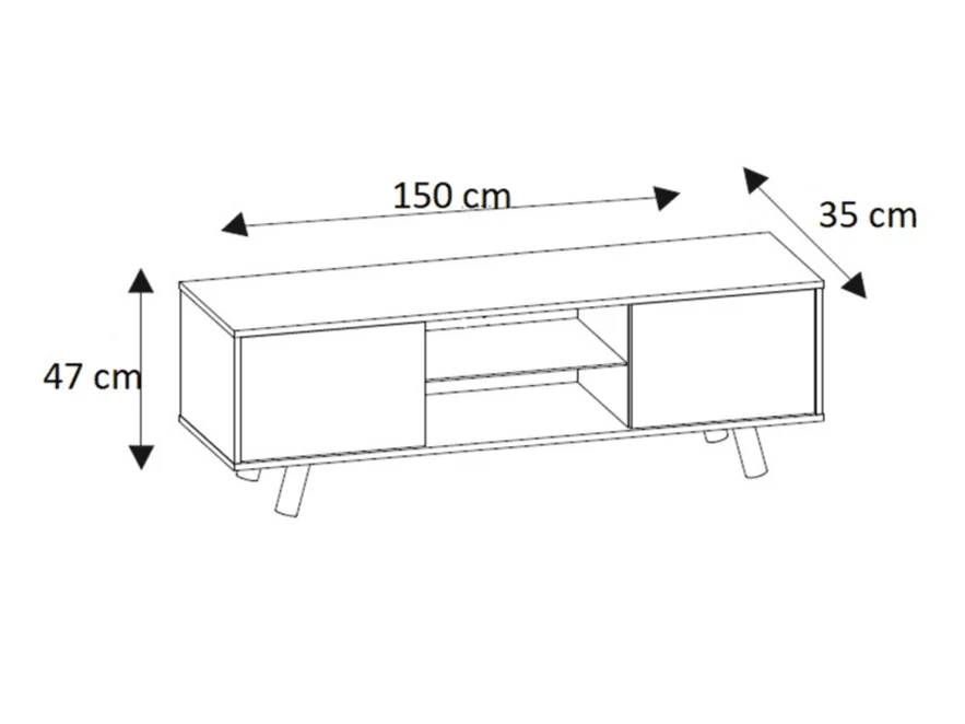 Stand TV PRONTO 150CM BLANC - Meuble TV avec éclairage LED - Image 3