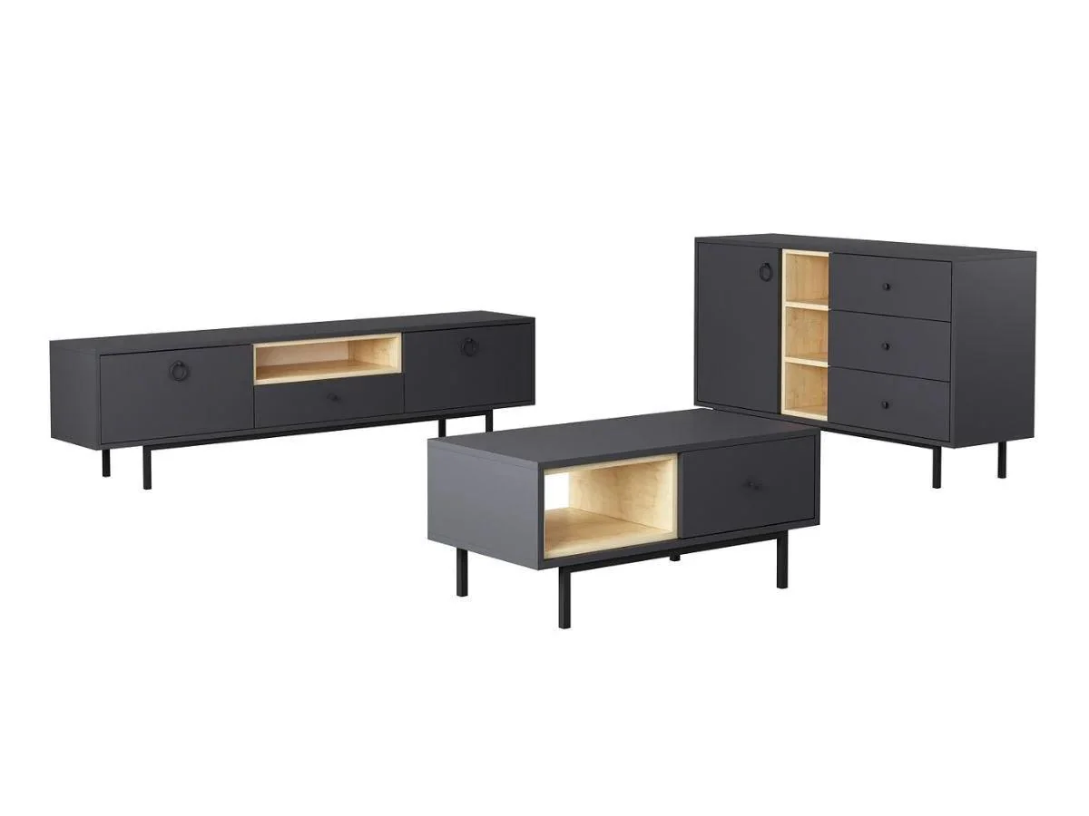 Ensemble BARS Anthracite (Console+Meuble TV +Table Basse) - Image 4