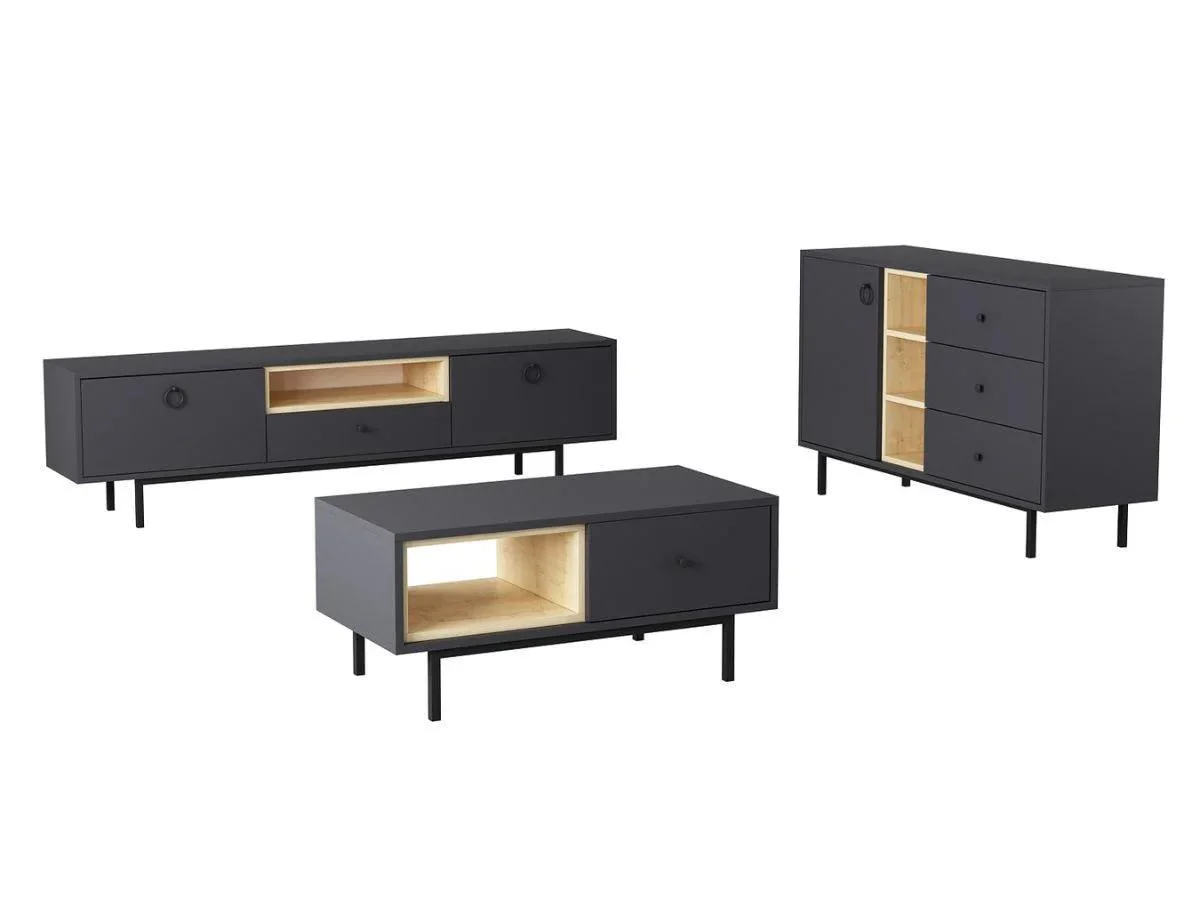 Ensemble BARS Anthracite (Console+Meuble TV +Table Basse) - Image 5