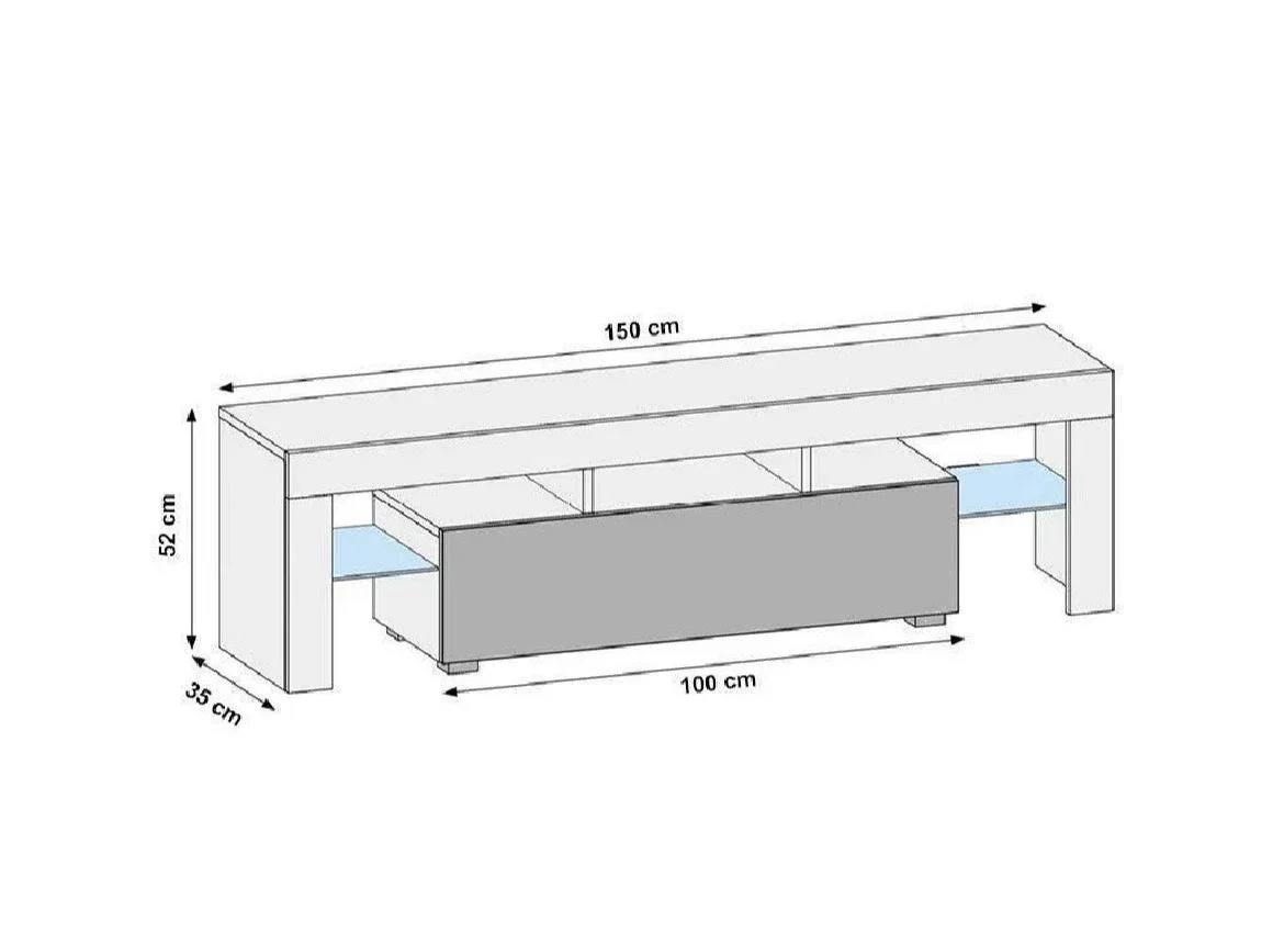 Meuble TV 150cm avec éclairage LED OTIS - Noyer - Image 7
