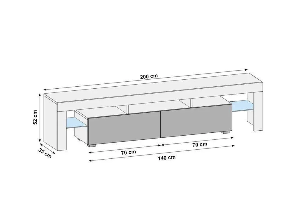 Meuble TV 200cm avec éclairage LED OTIS - Blanc - Image 7