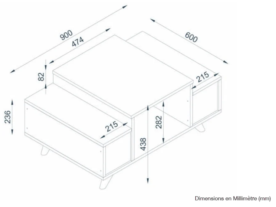 Table Basse ROBERTO - Noyer et Blanc - Image 3