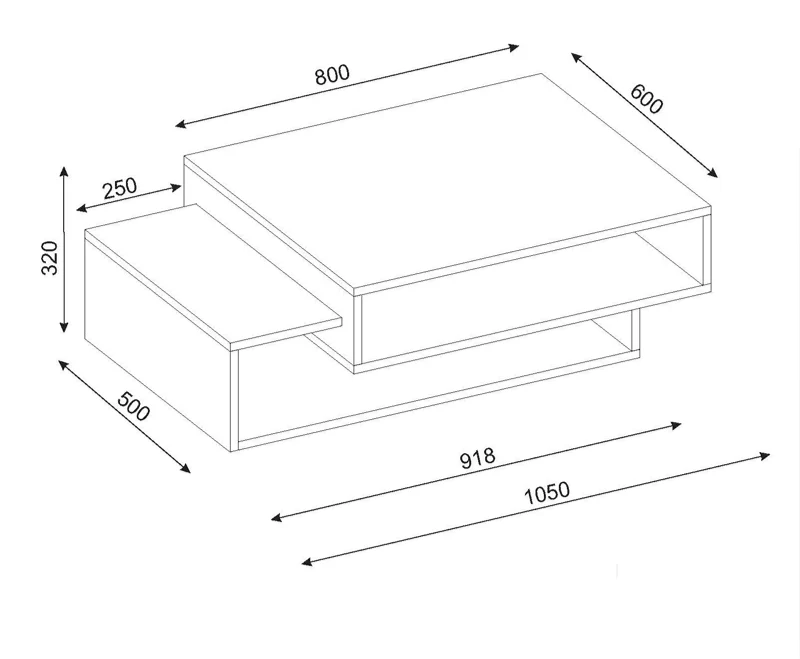 Table basse -EVAR - Noyer et blanc 105cm - Image 4