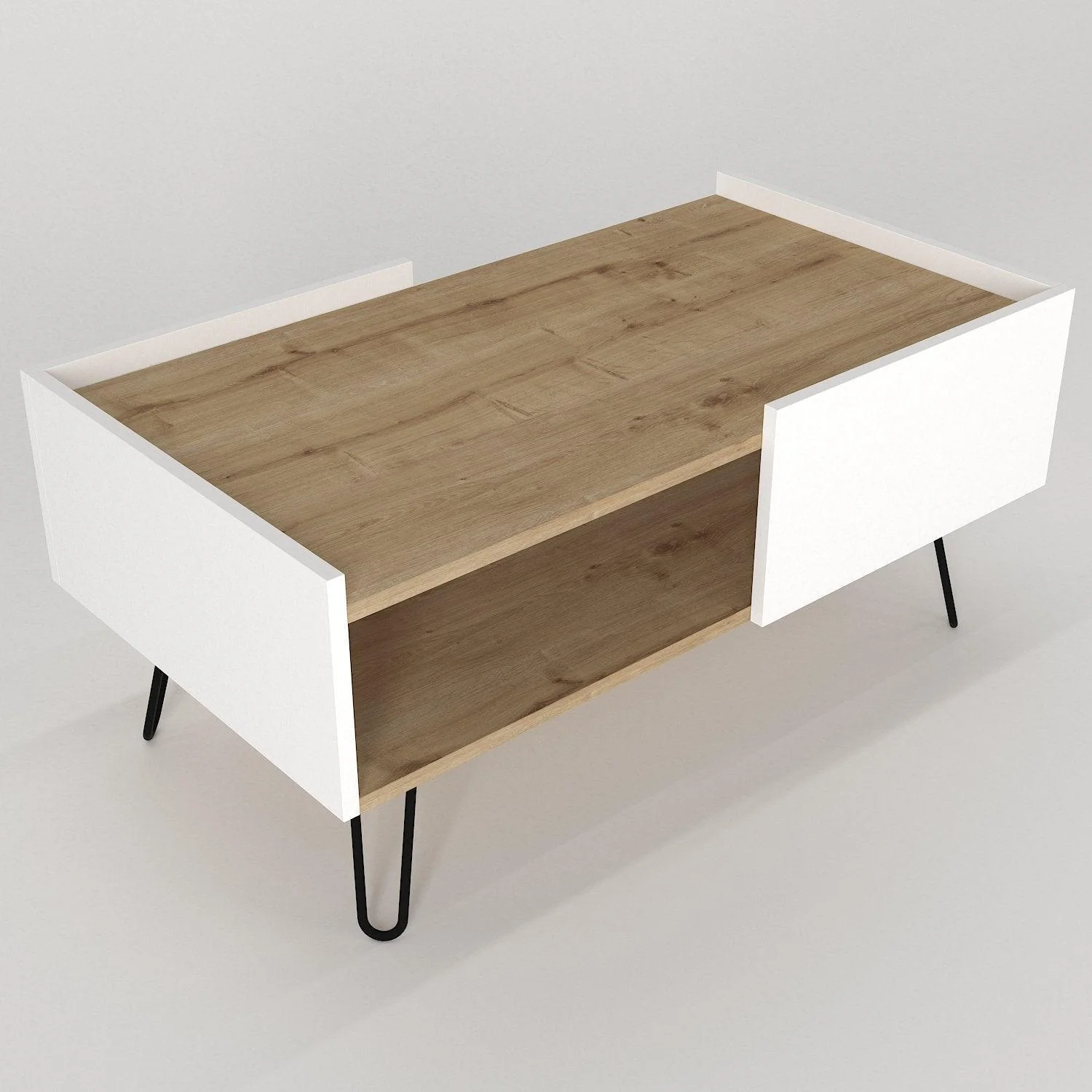 Table basse ART - chêne et blanc - 100cm - Image 4