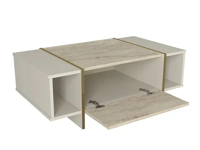 Table basse Veyron - Effet marbre Travertin - Image 5
