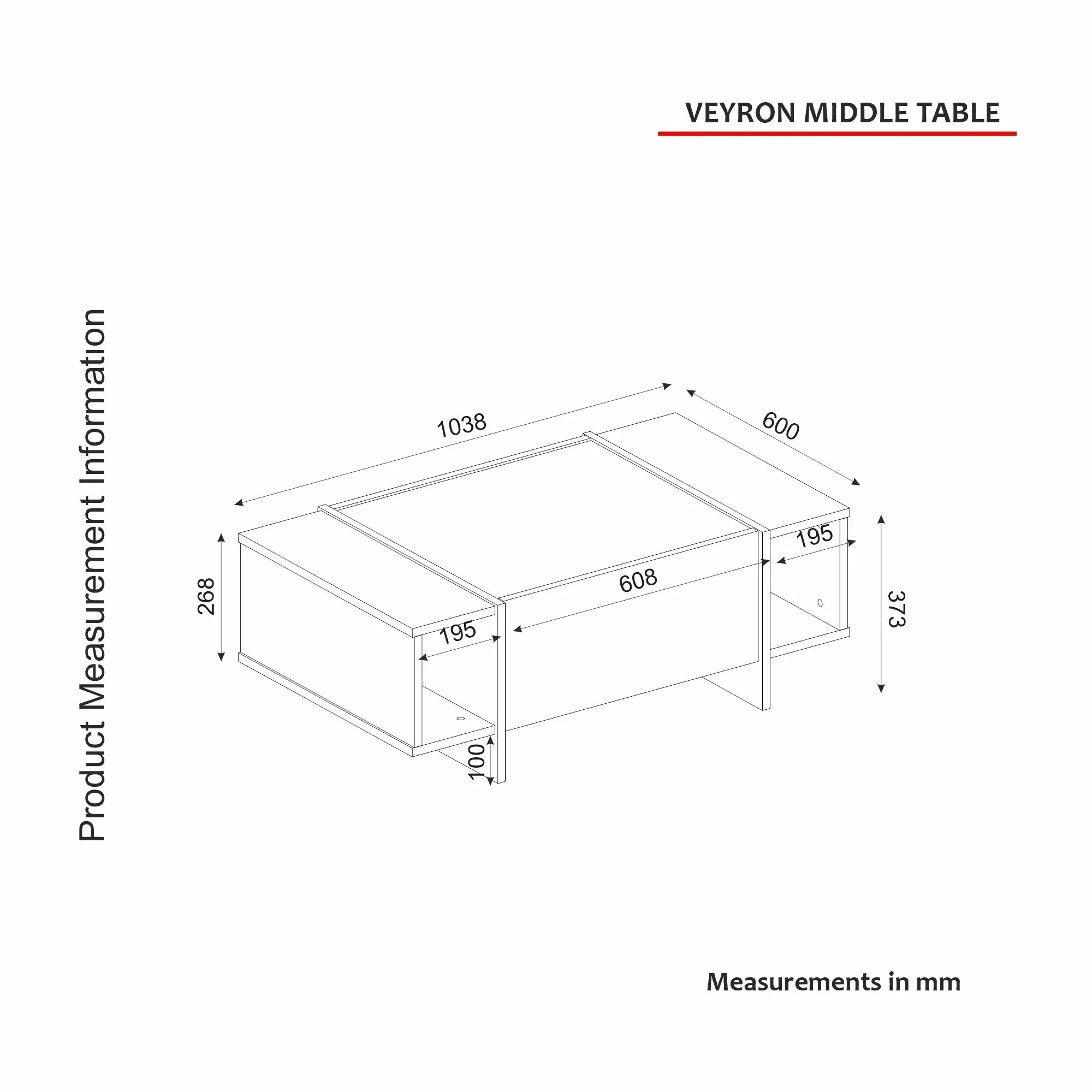 Table basse Veyron - Effet marbre Travertin - Image 6