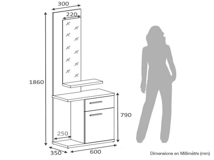 TSOL - Meuble Console d'entrée - Chêne et Blanc - Image 3